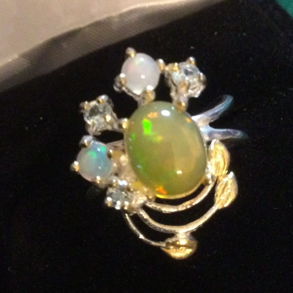 SPECIAL BUY GENUINE OPAL RING 10mm by 8mm  Ring - Picture 5 of 12